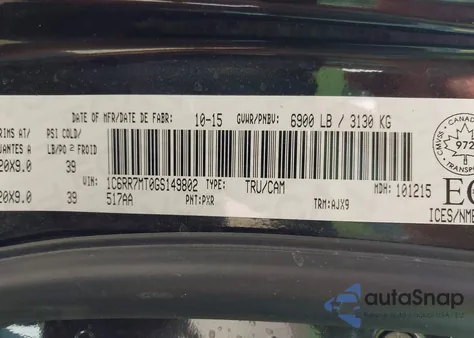 2016 Ram 1500 Sport из США, поврежденный, VIN 1C6RR7MT0GS149802